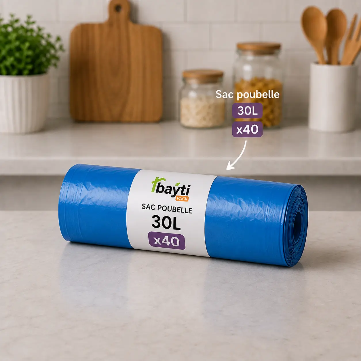 Sacs poubelle bleus 30 litres x40 Bayti Pack